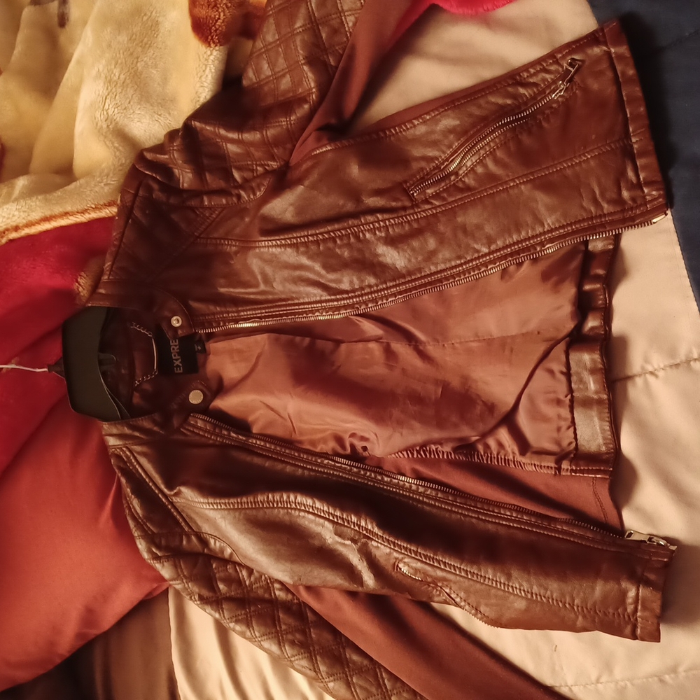 Brown leather jacket from express size small